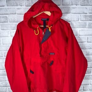 Vtg Patagonia Jacket Red Anorak Pullover Windbreaker Hoodie USA 90s Mens M